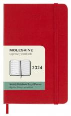 Moleskine Weekly Notebook Red hard pocket 2024 
