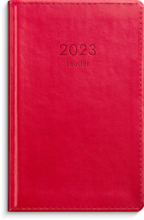 Leader rött konstläder 2023 inbunden