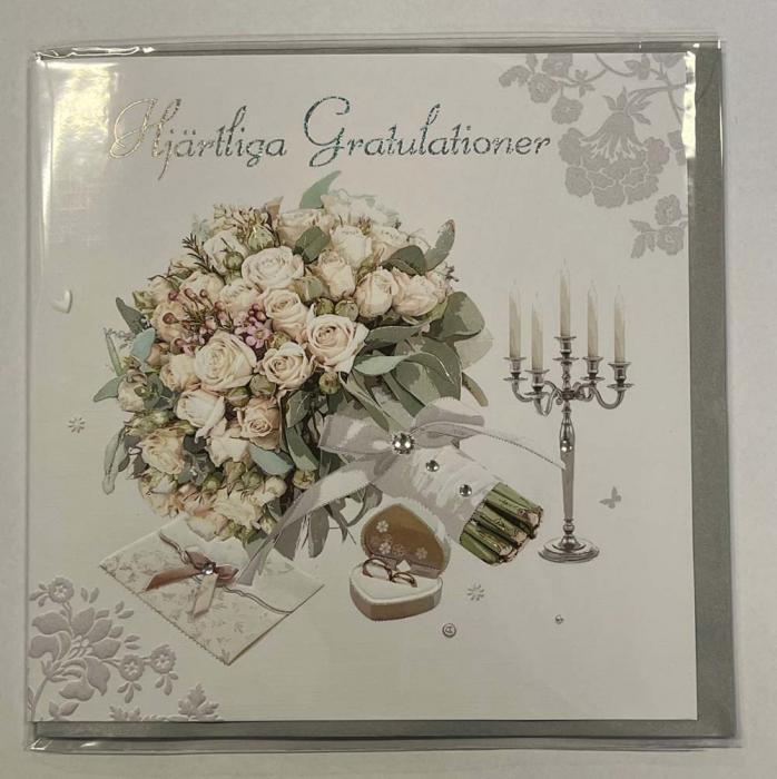 Bröllopskort med kuvert - Brudbukett