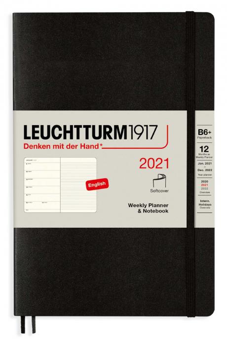 Kalender 2021 Leuchtturm1917 B6 vecka/notesuppslag Soft Black