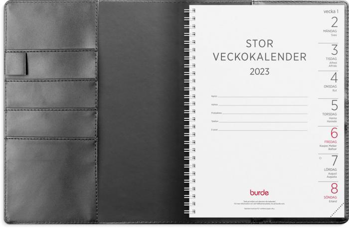 Stor Veckokalender svart konstlder 2023 med slejf