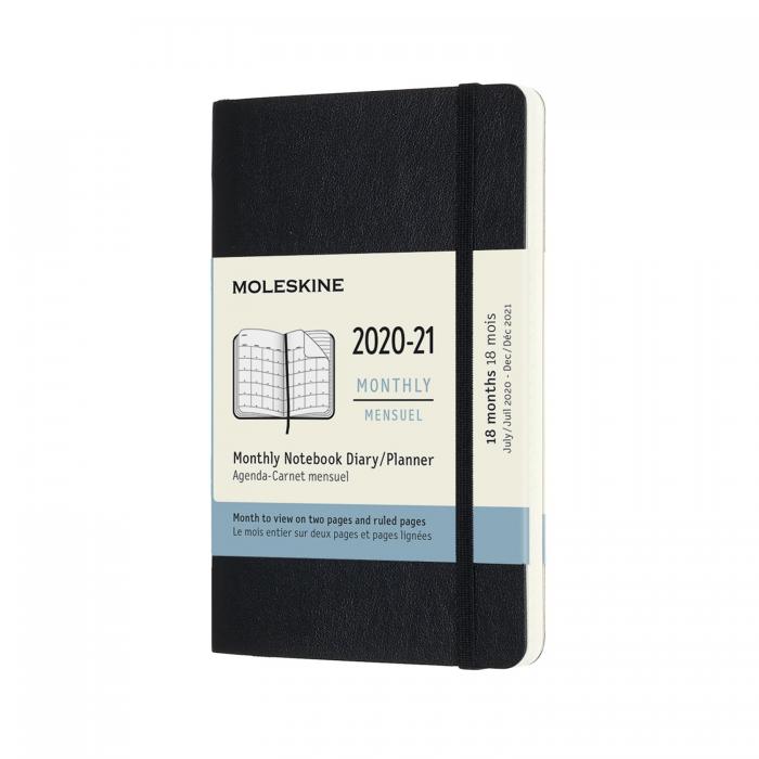 Moleskine Moleskine Monthly Notebook svart soft pocket 20/21 - Kalenderkungen.se