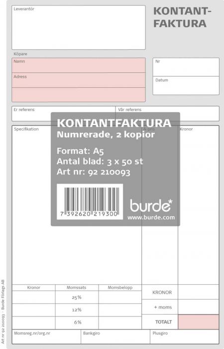 Kontantfaktura A5