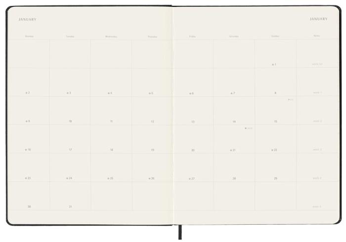 Moleskine Monthly Notebook svart hard XL 2023