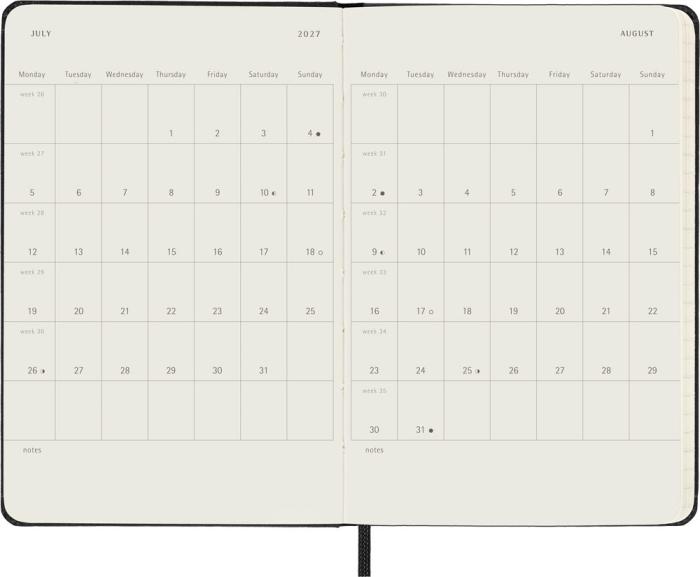 Kalender Moleskine Horizontal Weekly Black Hard pocket 26/27 
