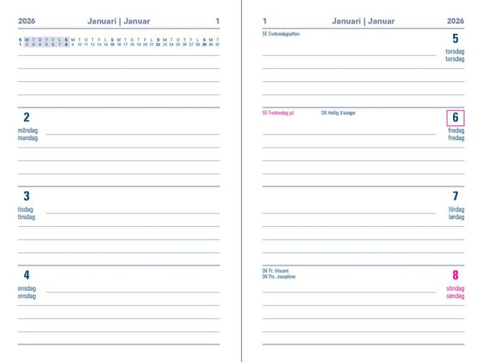 Kalender Letts Memo A6 Svart 2026