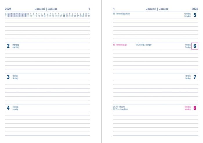 Kalender Letts Memo A5 Svart 2026
