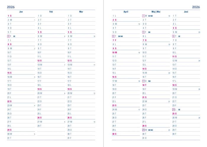 Kalender Letts Memo A5 Röd 2026