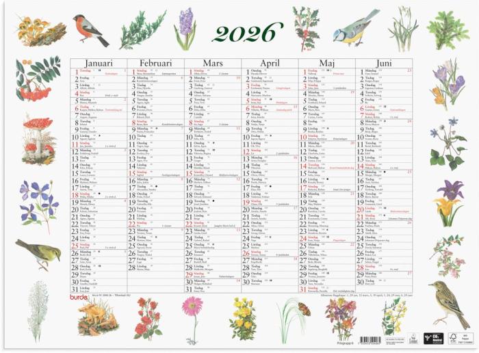 Väggblad Stora Naturalmanackan 2026