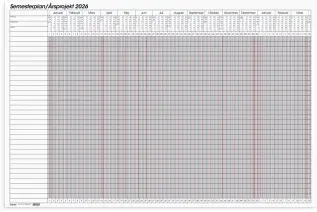Kalender Semesterplan/Årsprojekt whiteboard 2026
