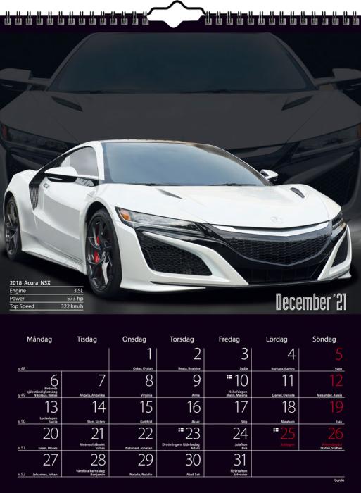 Väggkalender Bilar 2021