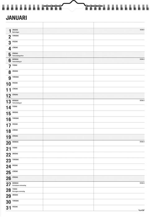 Familjekalender Black and White 2021