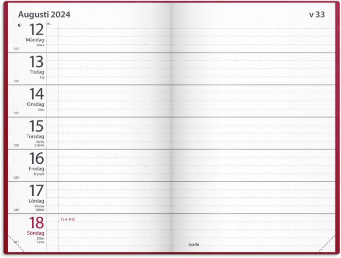 Fickagenda rött konstläder 2024