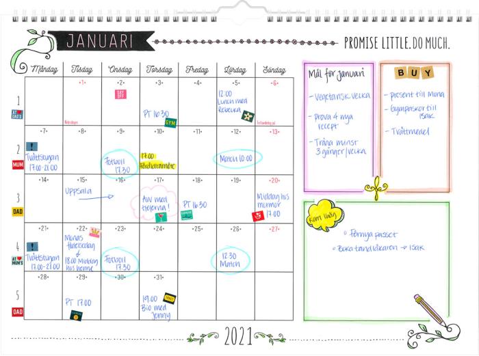 Väggkalender Doodle 2021