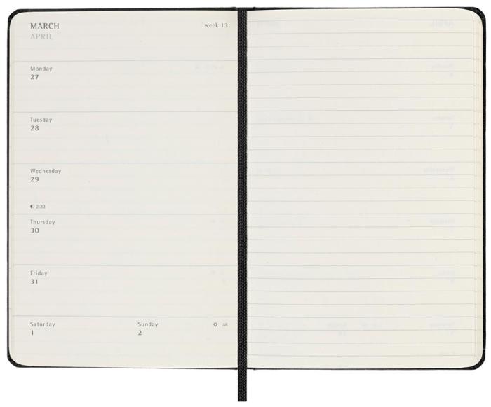 Moleskine Weekly Notebook Black hard pocket 2023
