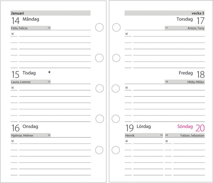Burde Mini Systemkalender brunt skinn 2021
