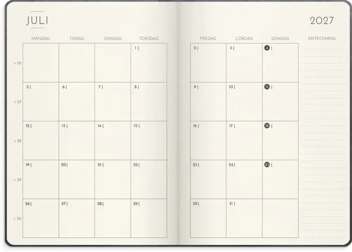 Kalender Weekly B5 Deluxe 2027