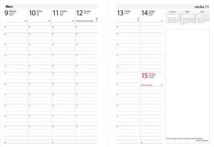 Business Systemkalender svart konstläder 2021