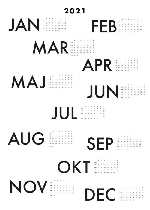 Väggblad poster, Svartvit 2021