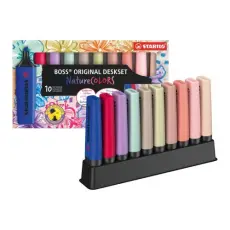 &Ouml;verstrykningspenna Stabilo Boss Nature Wildflower Deskset 10/fp 