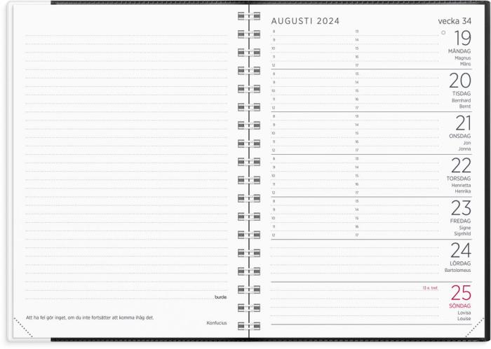 Liten veckokalender 2024 svart plast