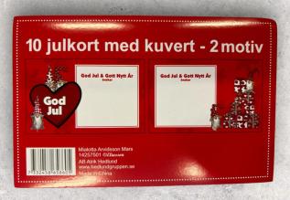 Julkort, enkla med kuvert 10-pack Tomtar med pakettrave