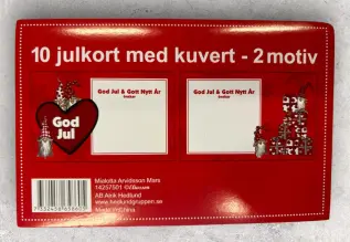 Julkort, enkla med kuvert 10-pack Tomtar med pakettrave