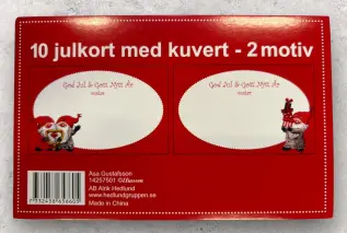 Julkort, enkla med kuvert 10-pack Tomte håller halmhjärta
