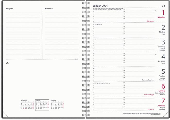 Kalender 2024 Diplomat svart vegan leather Tora