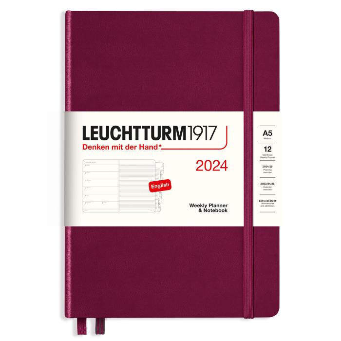 Leuchtturm1917 A5 vecka/notes Port Red 2024 