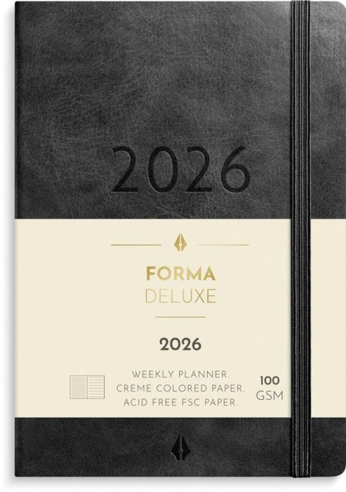 Liten veckokalender Forma Deluxe svart 2026