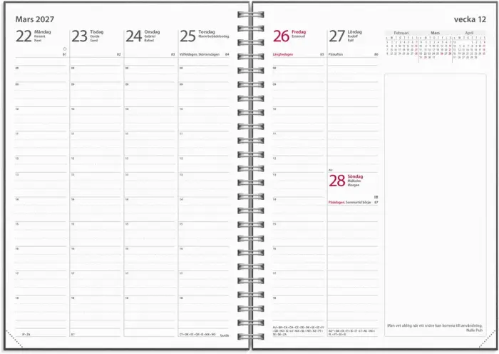 Kalender Business A5 svart skinn 2027