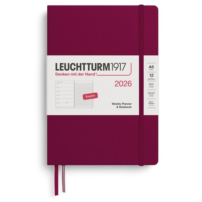 Kalender Leuchtturm1917 A5 vecka/notes Port Red 2026