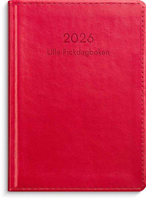 Lilla Fickdagboken rött konstläder 2026