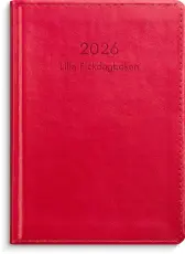 Lilla Fickdagboken rött konstläder 2026