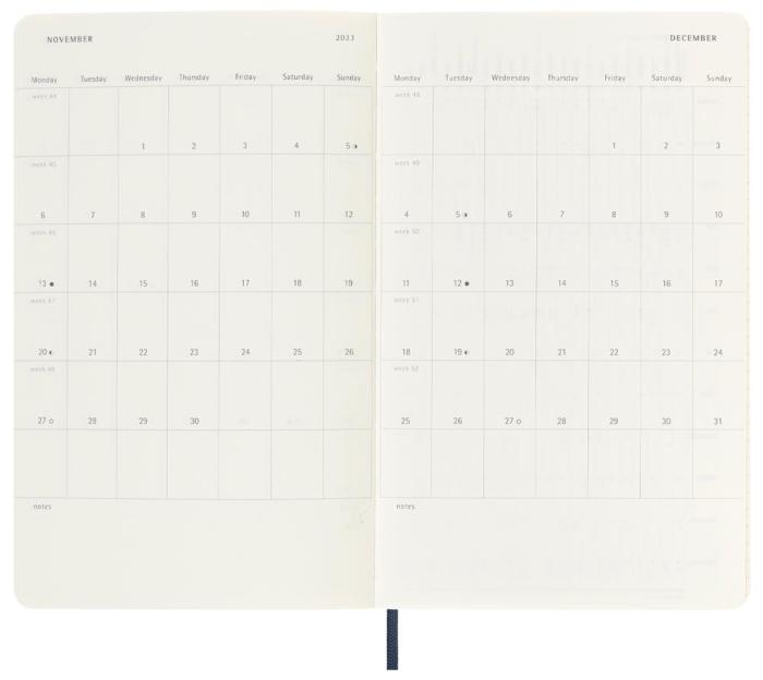 Moleskine Weekly notebook Large Blue Soft 2023