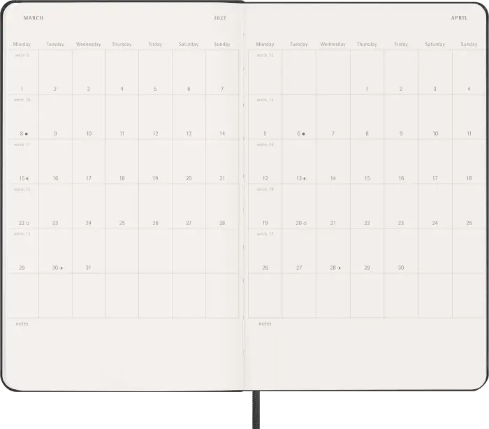 Kalender Moleskine Weekly Planner Vertical Svart hard large 2027