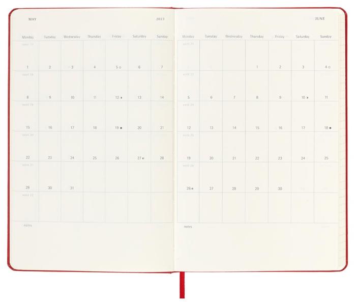 Moleskine Weekly Notebook Red hard Large 2023