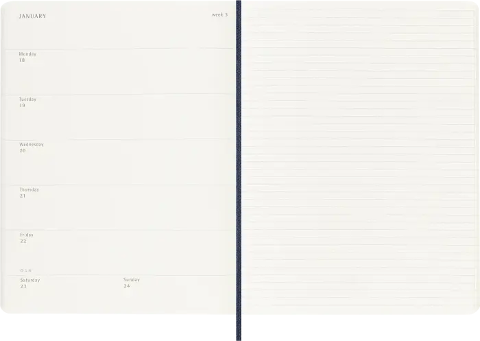 Kalender Moleskine Weekly Notebook Sapphire Blue soft XL 2027