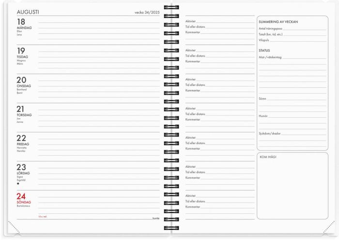 Träningskalender A5 2025-2026