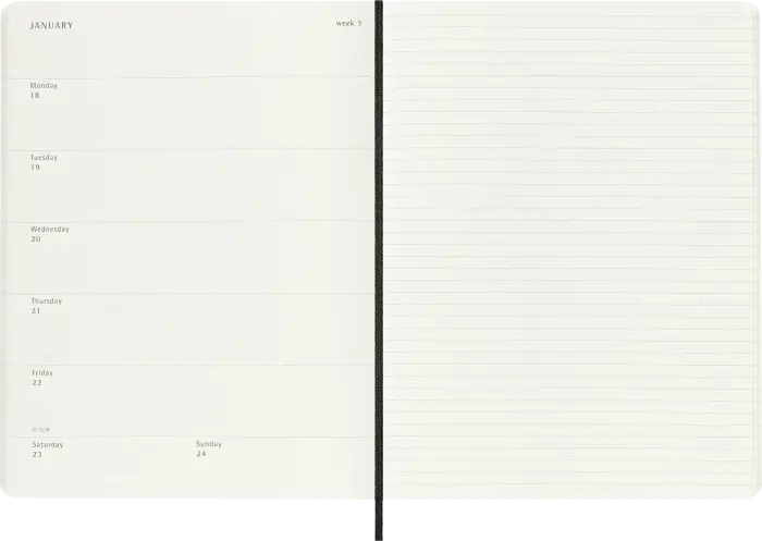 Kalender Moleskine Weekly notebook XL Soft Black 2027