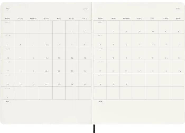 Kalender Moleskine Weekly notebook XL Soft Black 2027
