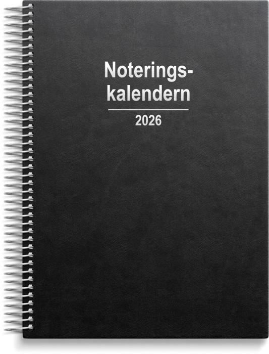Kalender 2026 Noteringskalendern svart konstläder