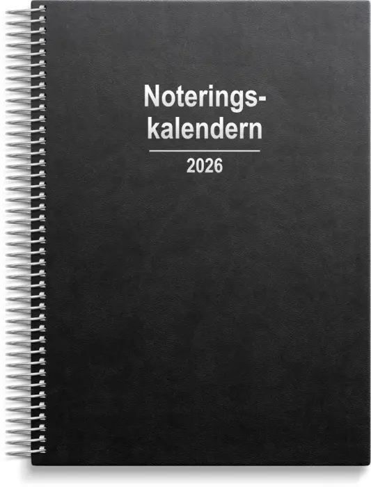 Kalender 2026 Noteringskalendern svart konstläder