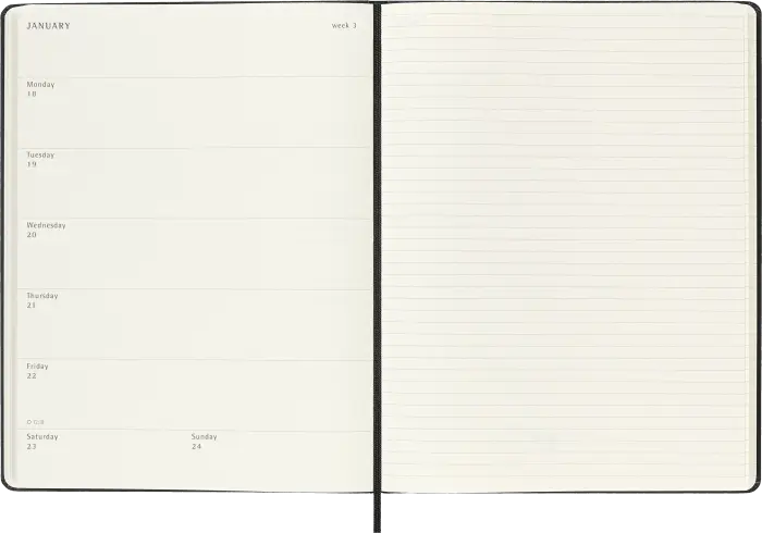 Kalender Moleskine Weekly Notebook Black hard XL 2027
