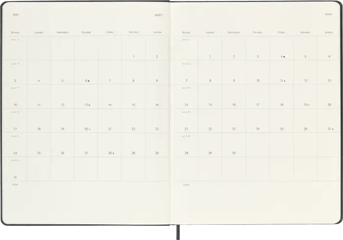 Kalender Moleskine Weekly Notebook Black hard XL 2027