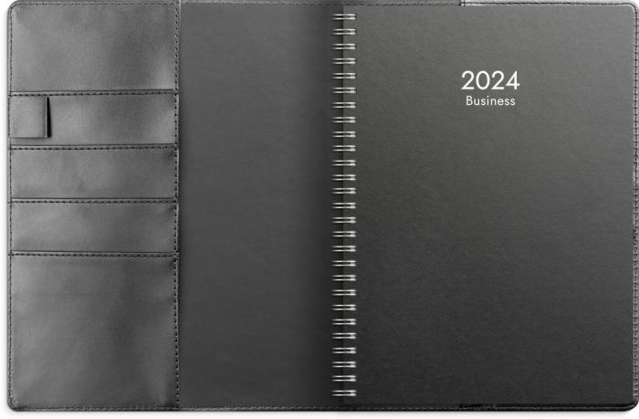 Business svart konstläder med slejf 2024