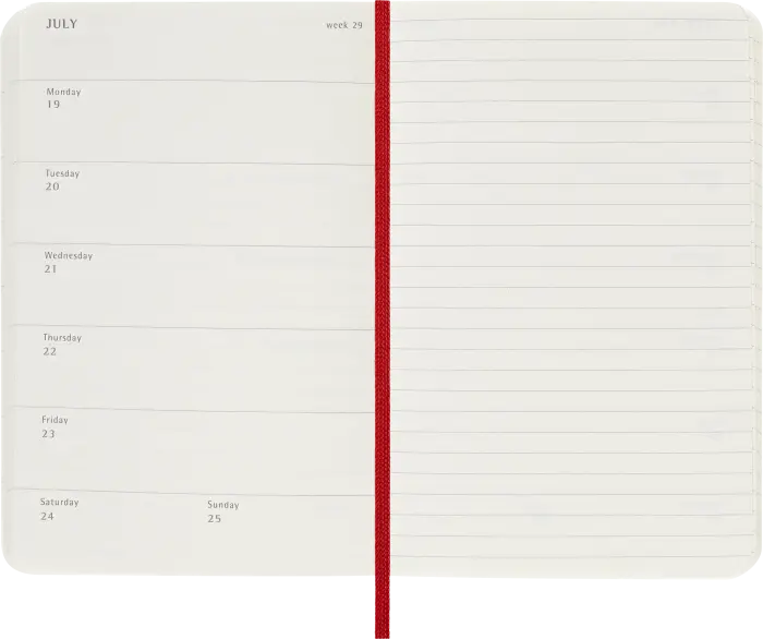 Kalender Moleskine Weekly Notebook Red soft pocket 2027