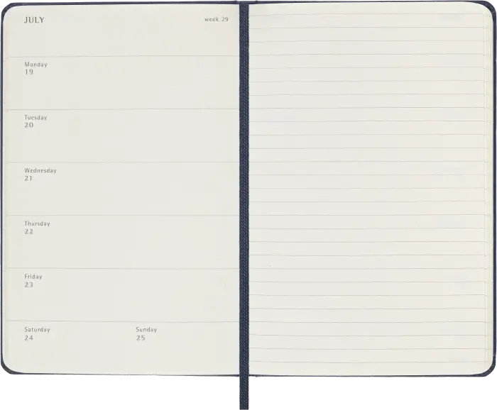 Kalender Moleskine Weekly Notebook Sapphire Blue hard pocket 2027