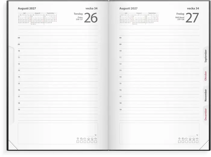 Kalender Dagbok svart konstläder 2027